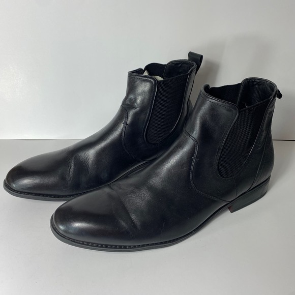 Steve Madden LOBERT Mens Black Leather Ankle Boots Size 13 - Picture 3 of 7
